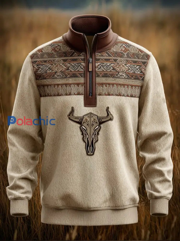 Sweat-shirt zippé vintage western pour hommes comme image / S