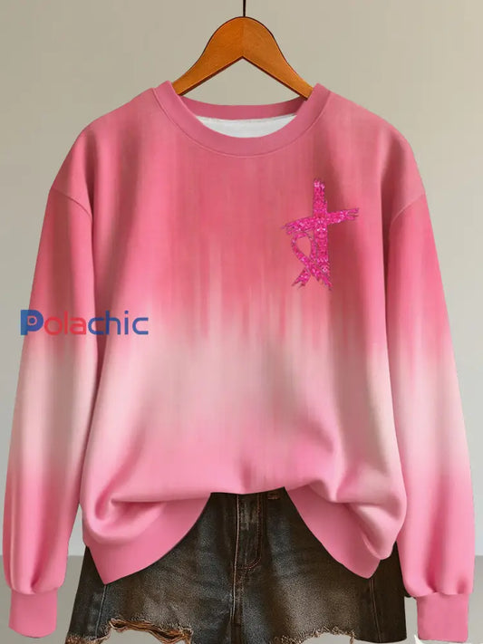 Sweatshirt à imprimé cancer du sein pour femmes comme image / S