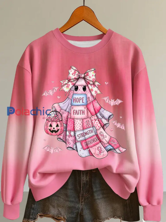 Sweatshirt à imprimé cancer du sein pour femmes comme image / S