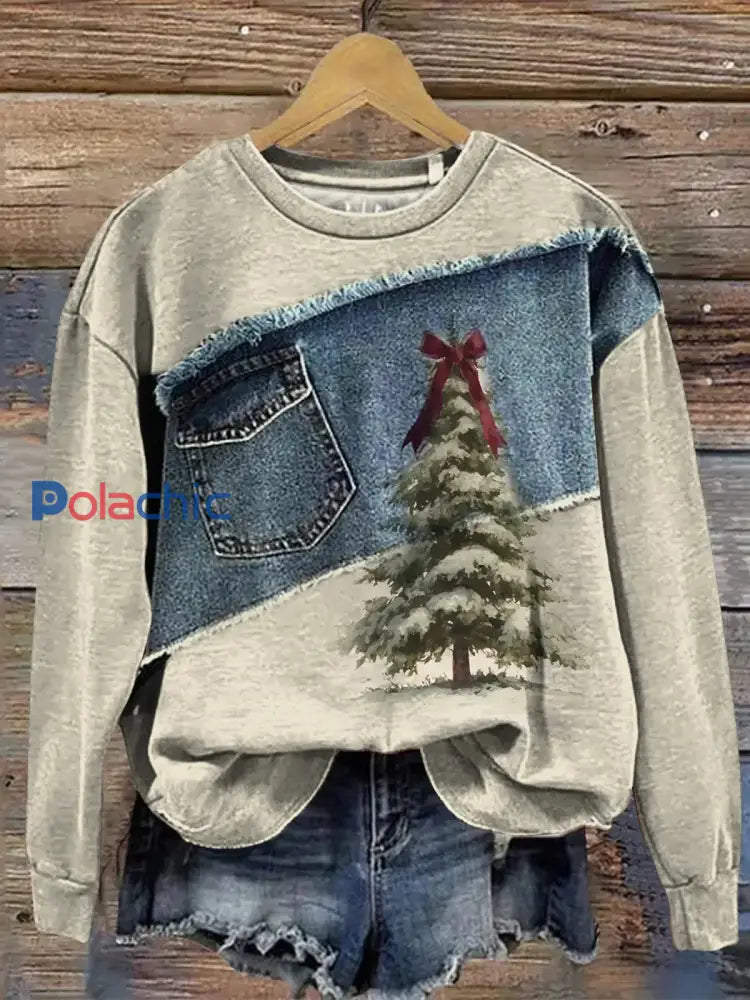 Sweatshirt Art de Noël Femme comme image / S