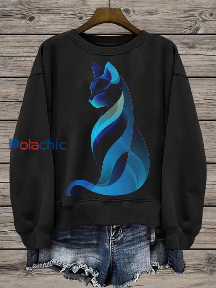 Sweatshirt Cat Regular Femme Noir / S