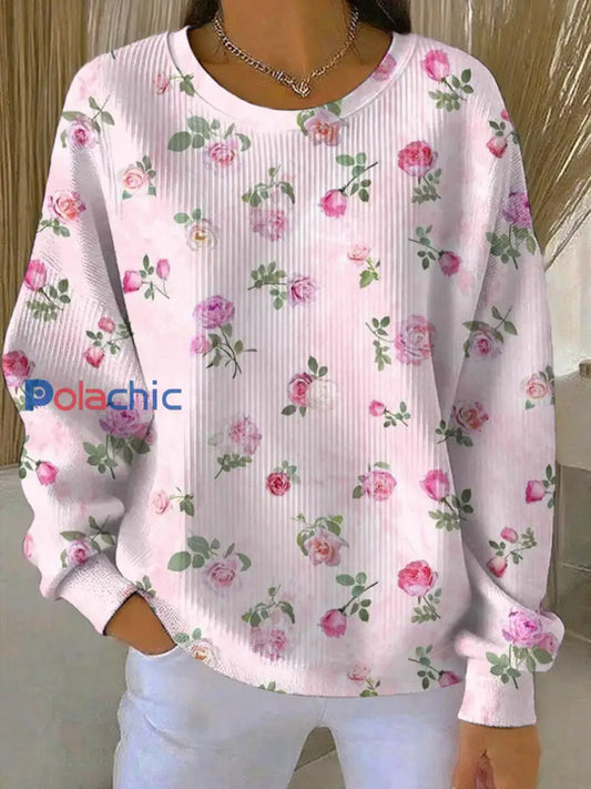 Sweatshirt Décontracté Femme Rose Imprimé Cancer Du Sein comme image / S