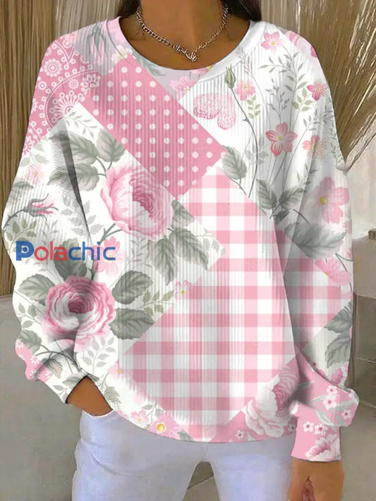 Sweatshirt Décontracté Femme Rose Imprimé Cancer Du Sein comme image / S