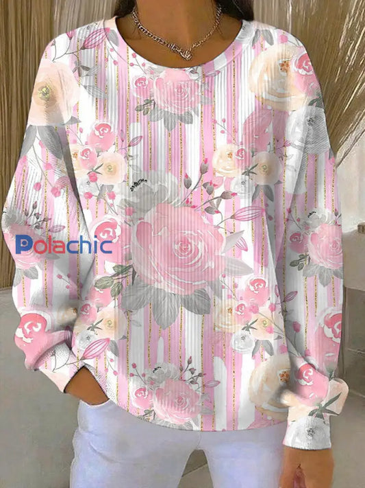 Sweatshirt Décontracté Femme Rose Imprimé Cancer Du Sein comme image / S