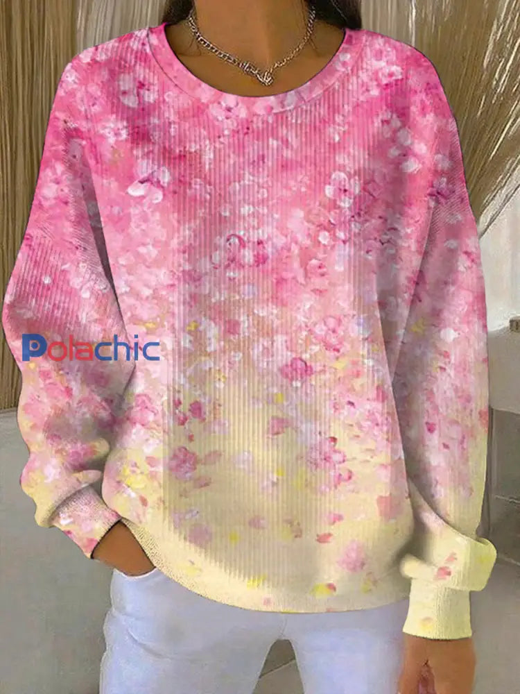 Sweatshirt Décontracté Femme Rose Imprimé Cancer Du Sein comme image / S
