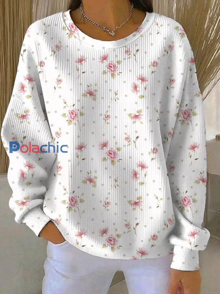 Sweatshirt Décontracté Femme Rose Imprimé Cancer Du Sein comme image / S