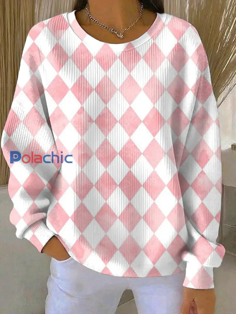 Sweatshirt Décontracté Femme Rose Imprimé Cancer Du Sein comme image / S