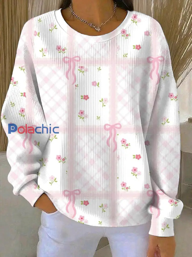 Sweatshirt Décontracté Femme Rose Imprimé Cancer Du Sein comme image / S
