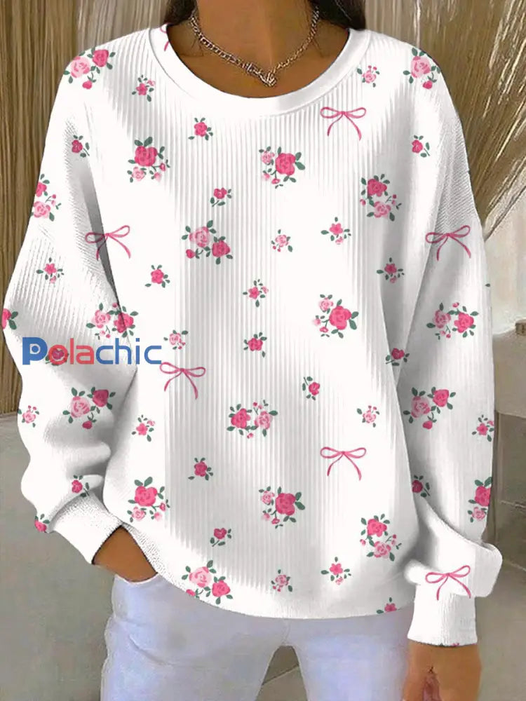 Sweatshirt Décontracté Femme Rose Imprimé Cancer Du Sein comme image / S
