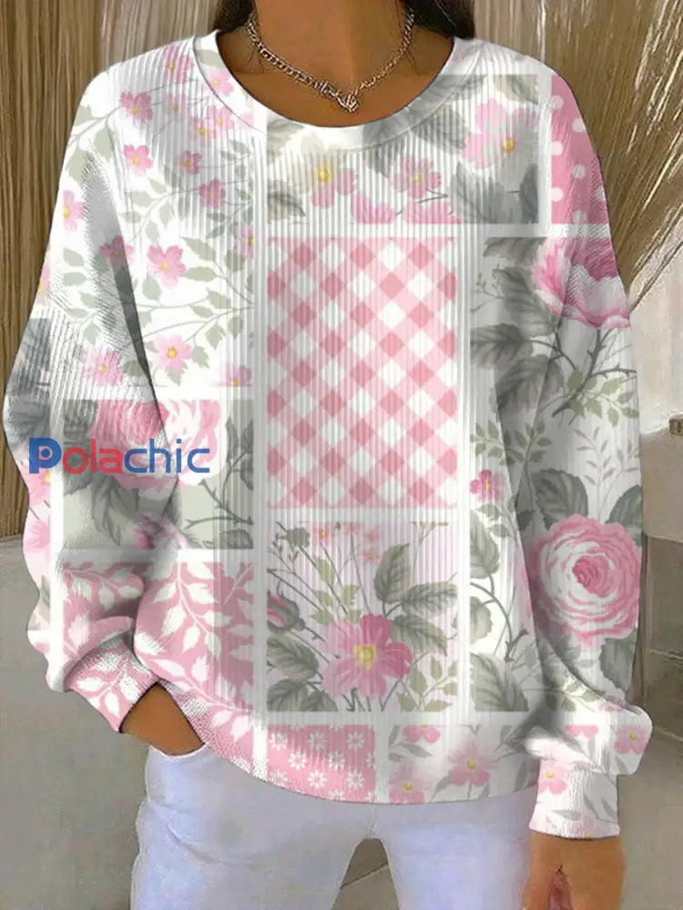 Sweatshirt Décontracté Femme Rose Imprimé Cancer Du Sein comme image / S