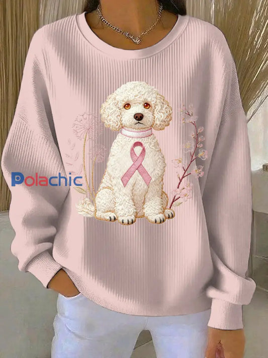 Sweatshirt Décontracté Femme Rose Imprimé Cancer Du Sein Rose / S