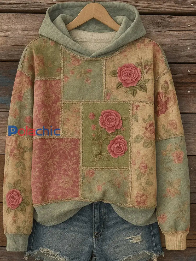 Sweatshirt Régulier Retro Art Floral Femme comme image / S