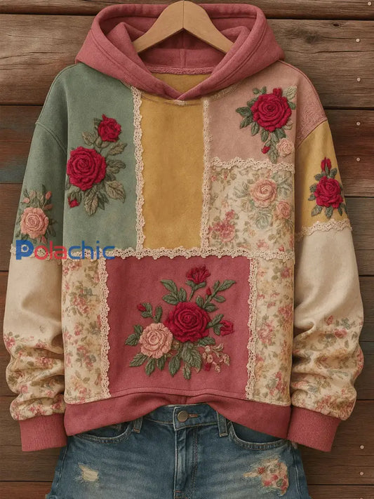 Sweatshirt Régulier Retro Art Floral Femme comme image / S