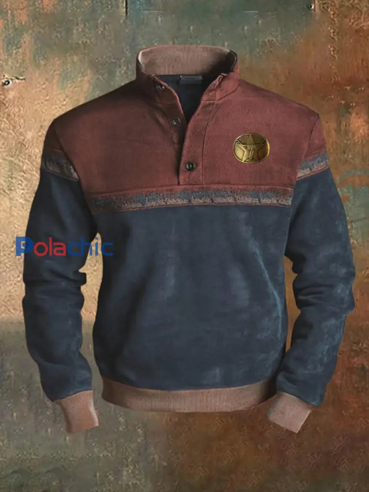 Sweatshirt Vintage Western Bullhead Logo pour homme comme image / S