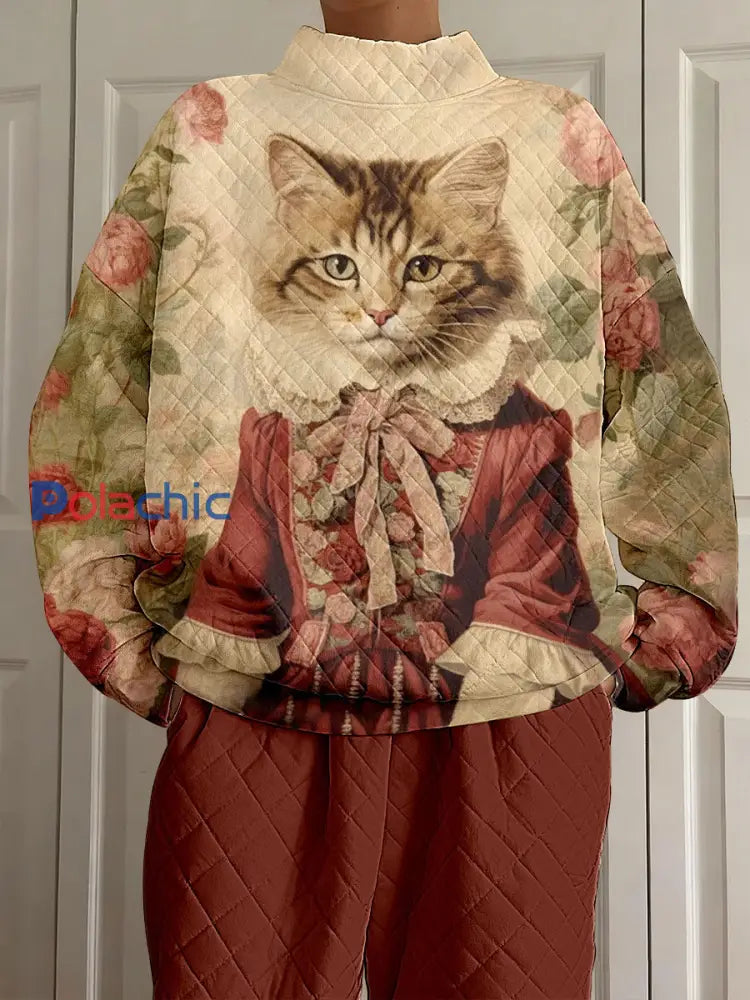 Sweatshirts Court Cat Print Femme comme image / S