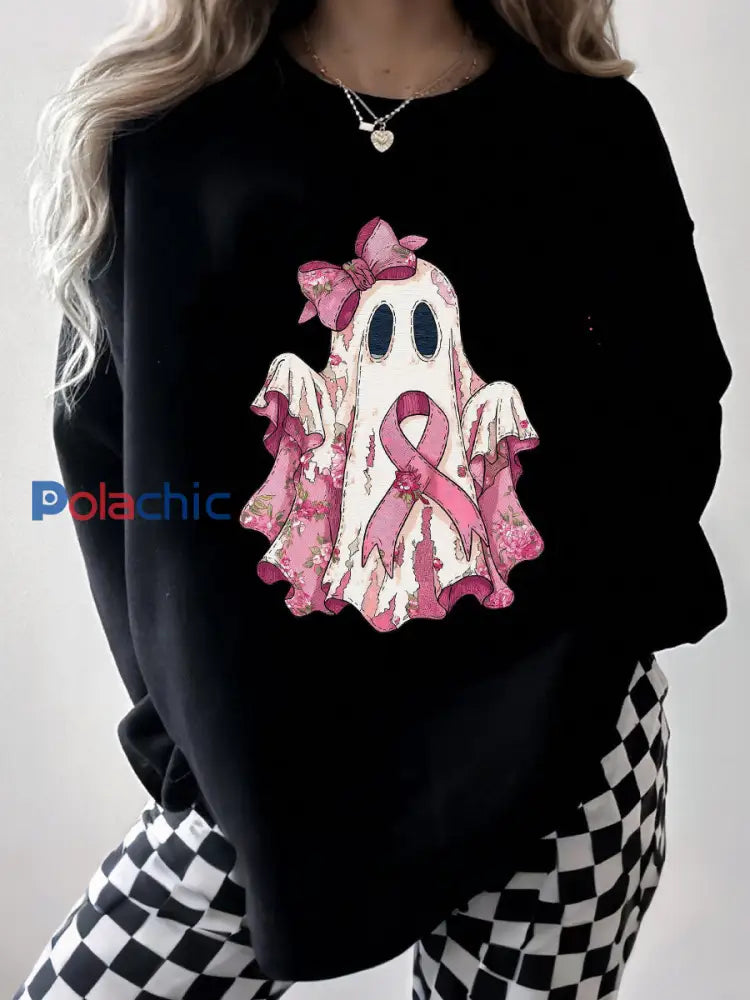 Sweatshirts pour femmes Breast Cancer Ghost noir / S