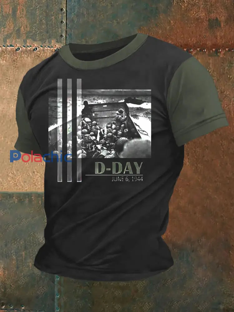 T-shirt 1944 Normandie Military History D-Day pour homme Noir / S