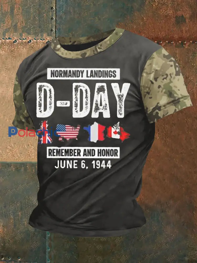 T-shirt 1944 Normandie Military History D-Day pour homme Noir / S