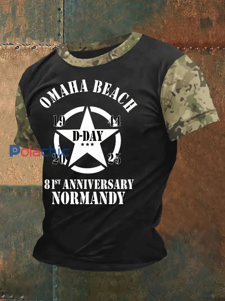 T-shirt 1944 Normandie Military History D-Day pour homme Noir / S