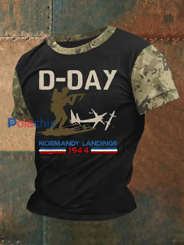 T-shirt 1944 Normandie Military History D-Day pour homme Noir / S