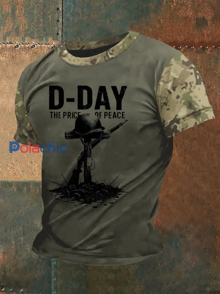 T-shirt 1944 Normandie Military History D-Day pour homme vert armée / S