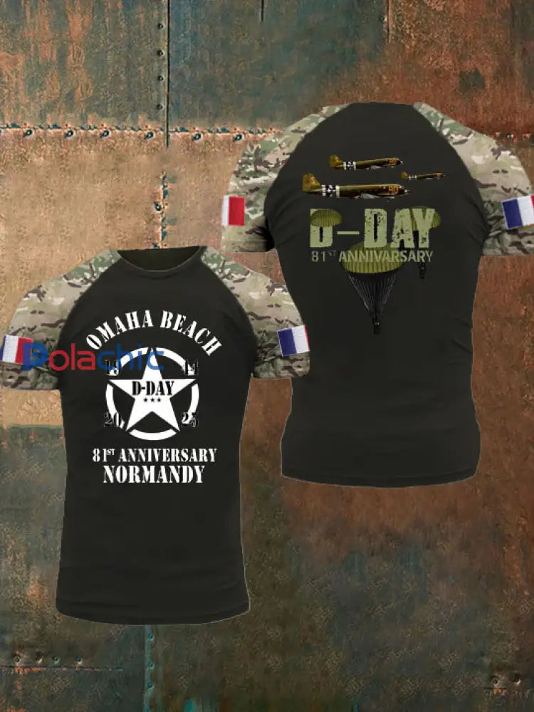 T-shirt 1944 Normandie Military History D-Day pour homme vert armée / S