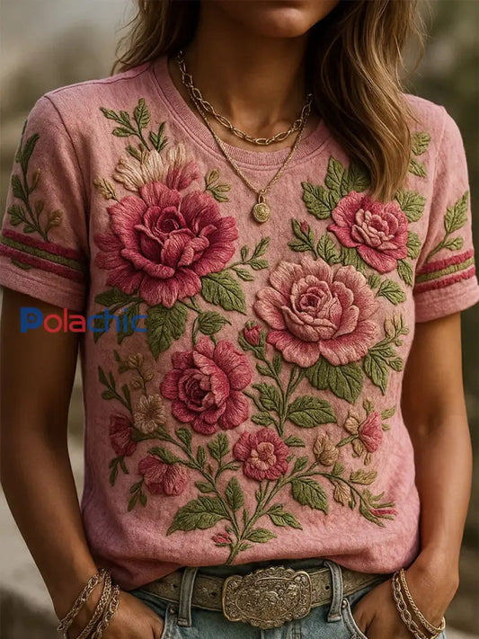 T shirt à imprimé floral vintage pour femmes A / S