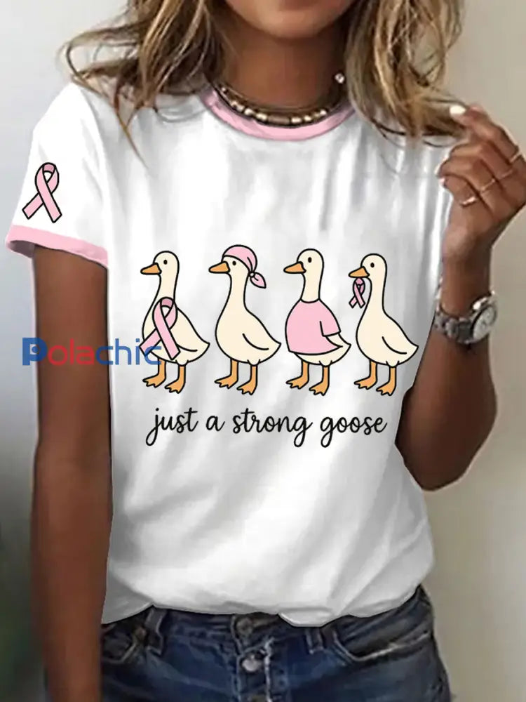 T-shirt à imprimé Just A Strong Goose Femme Blanc / S