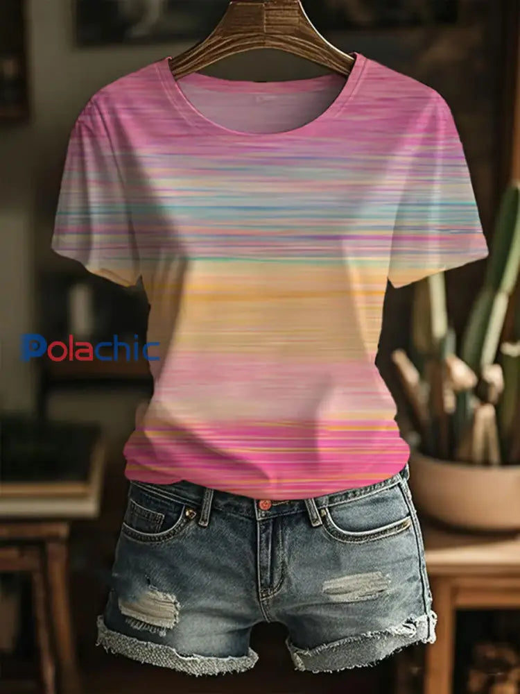 T-shirt à imprimé sensibilisation au cancer du sein pour femmes Rose / S