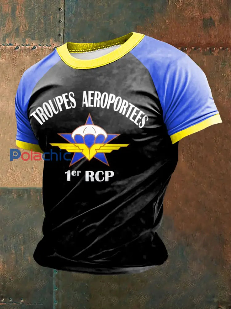 T-shirt à manches courtes 1er RCP (Régiment de Chasseurs Parachutistes) pour homme comme image / S