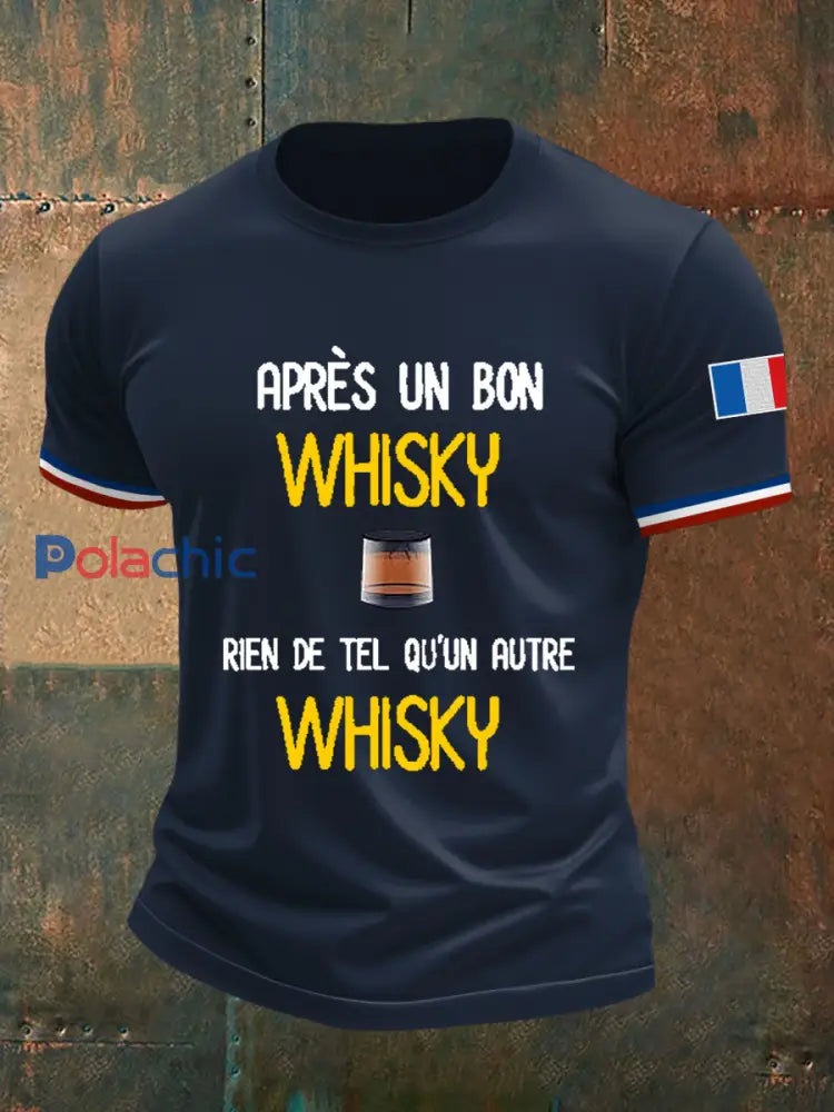 T-shirt à manches courtes Après Un Bon Whisky Rien De Tel Qu’un Autre Whisky Homme bleu marine / S