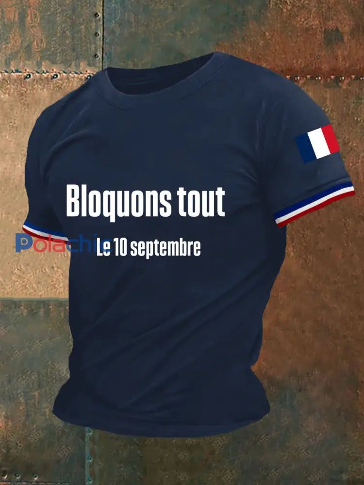 T-shirt à manches courtes Bloquons tout Homme Bleu Marine / S
