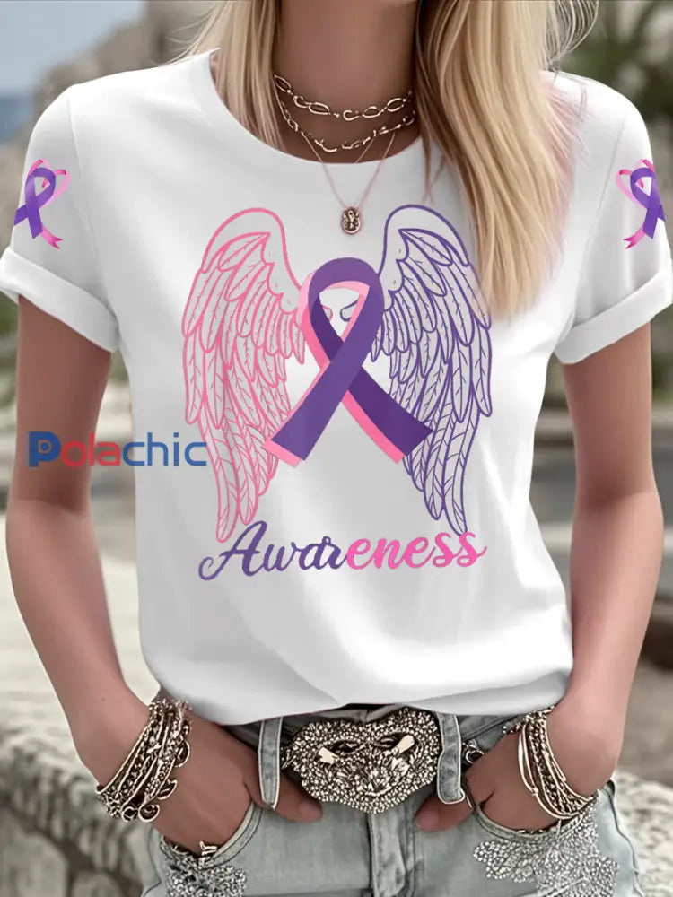 T shirt à manches courtes Breast Cancer Femme Blanc / S