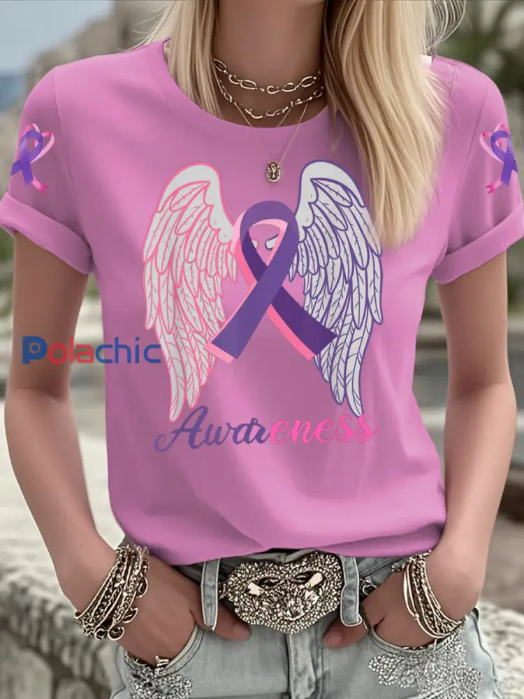 T shirt à manches courtes Breast Cancer Femme Rose / S