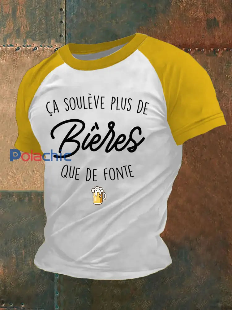 T shirt à manches courtes Ça Soulève Plus De Bières Que De Fonte Homme Blanc / S