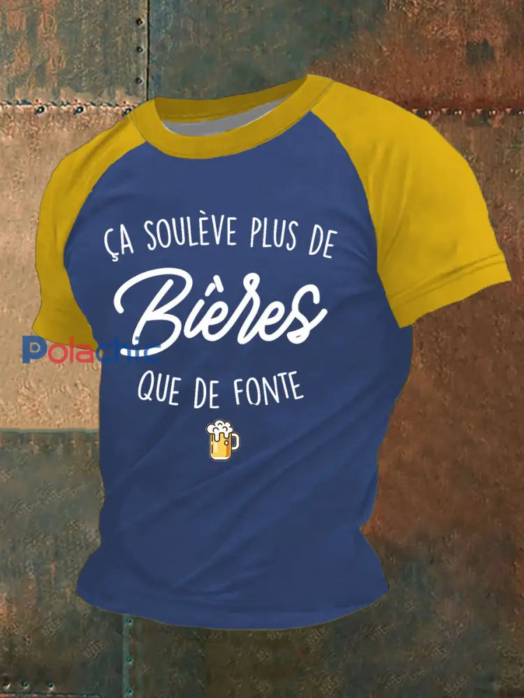 T shirt à manches courtes Ça Soulève Plus De Bières Que De Fonte Homme Bleu / S