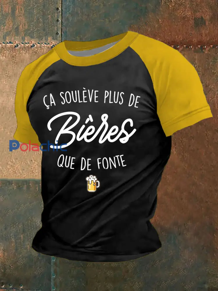 T shirt à manches courtes Ça Soulève Plus De Bières Que De Fonte Homme Noir / S
