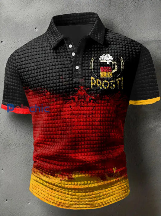 T-shirt à manches courtes col polo imprimé gaufré Prosti Homme Multicolore / S