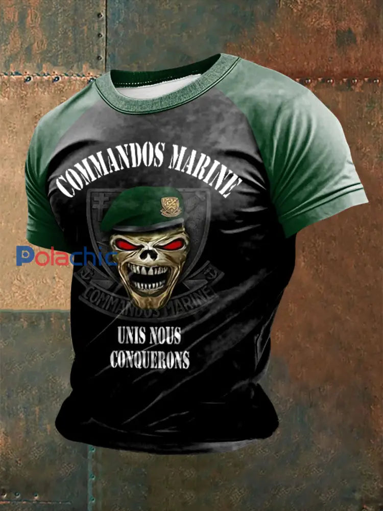 T-shirt à manches courtes Commandos Marine pour homme Noir / S