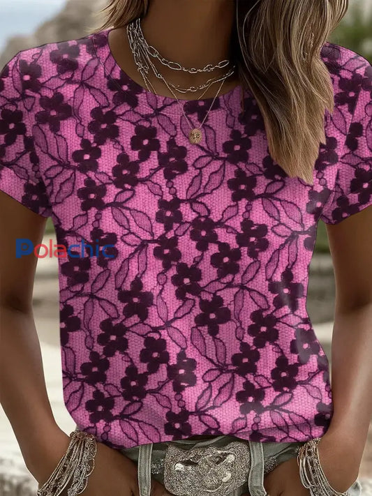 T shirt à manches courtes femme rose october Breast Cancer Awareness Rose / S