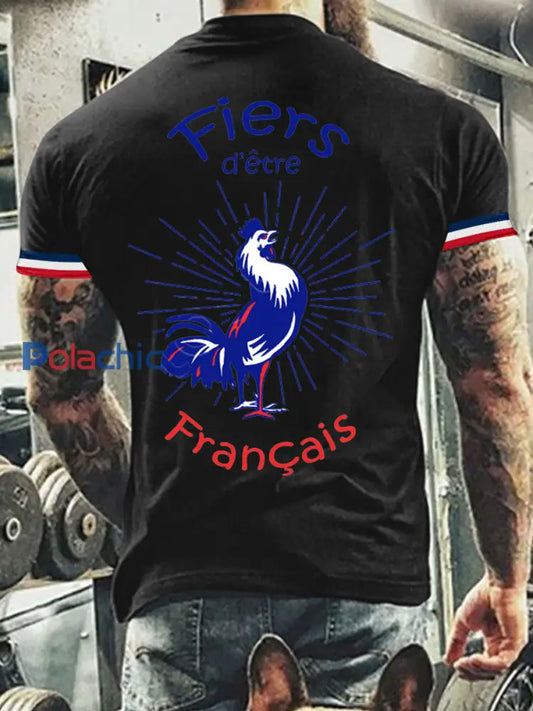 T-shirt à manches courtes Fiers Detre Francais pour homme Noir / S