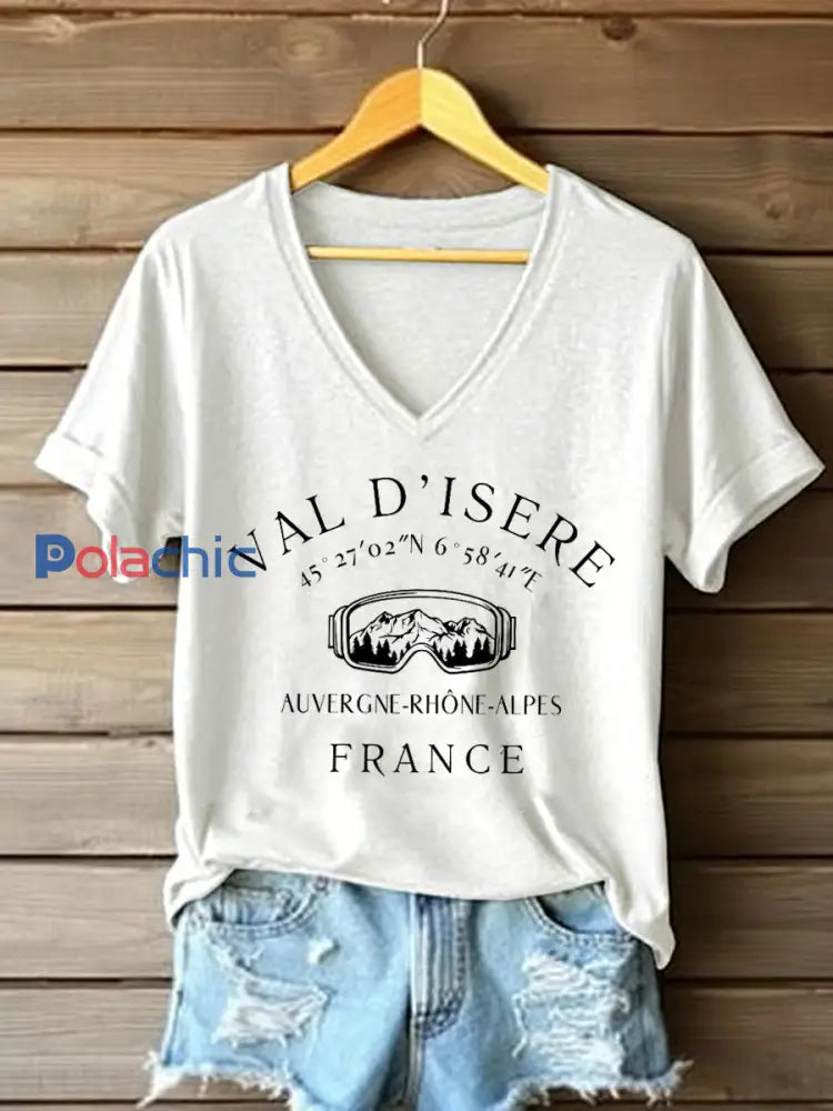 T-shirt à manches courtes France Travel Femme Blanc / S