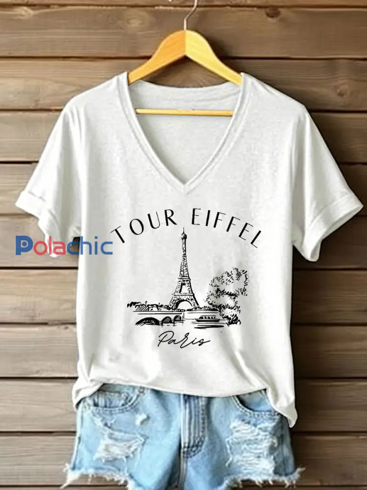 T-shirt à manches courtes France Travel Femme Blanc / S