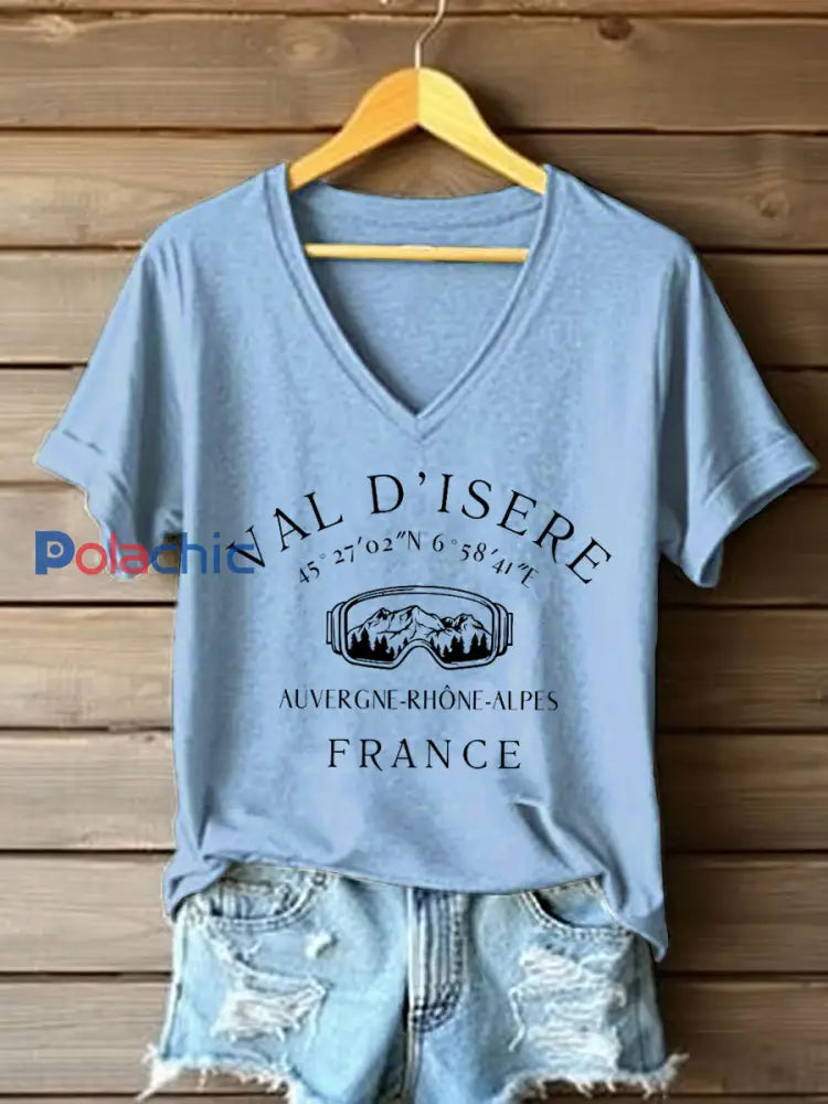 T-shirt à manches courtes France Travel Femme Bleu Clair / S
