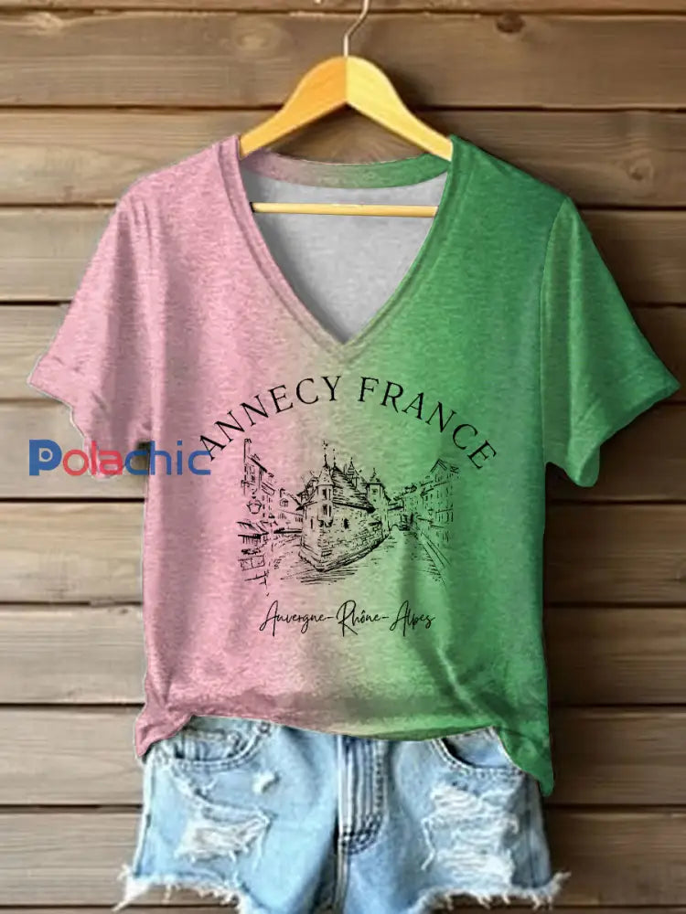 T-shirt à manches courtes France Travel Femme comme image / S