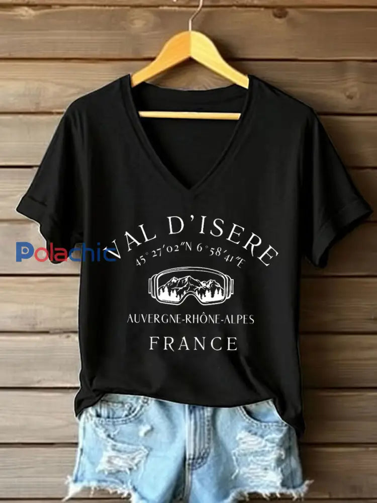 T-shirt à manches courtes France Travel Femme Noir / S