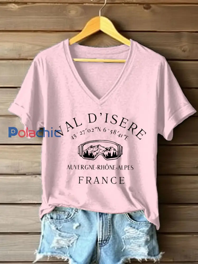 T-shirt à manches courtes France Travel Femme Rose Clair / S