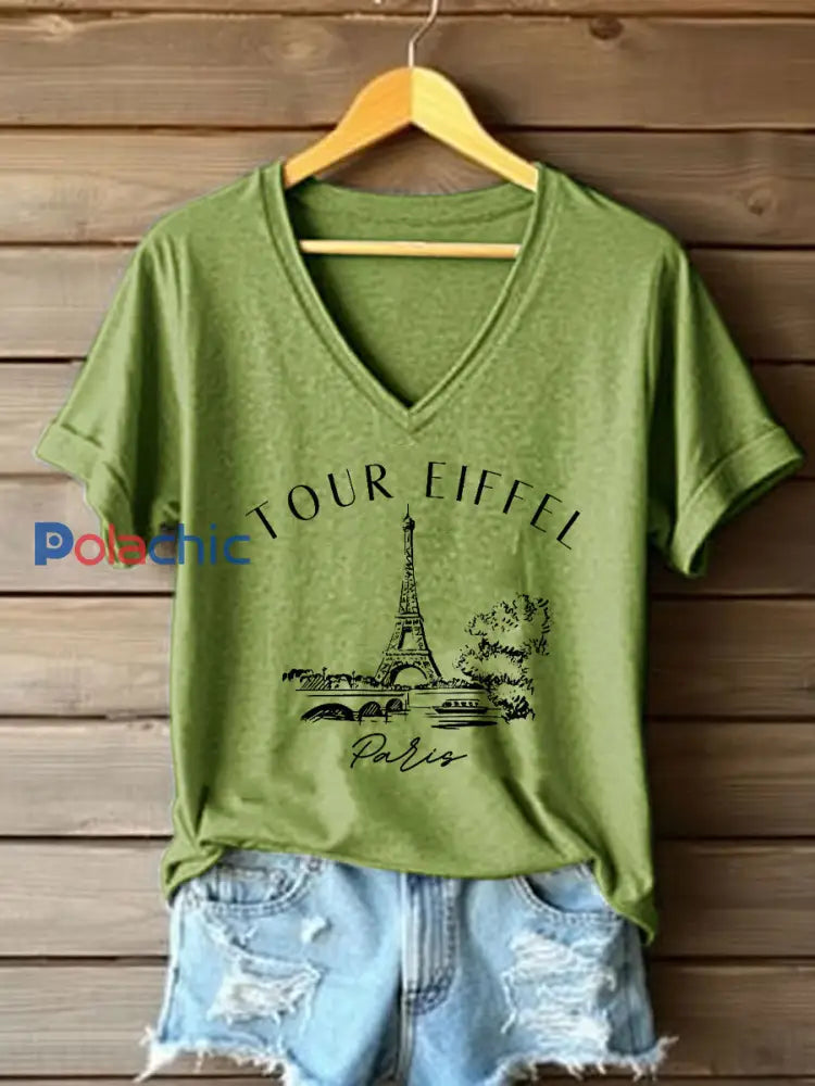 T-shirt à manches courtes France Travel Femme Vert / S