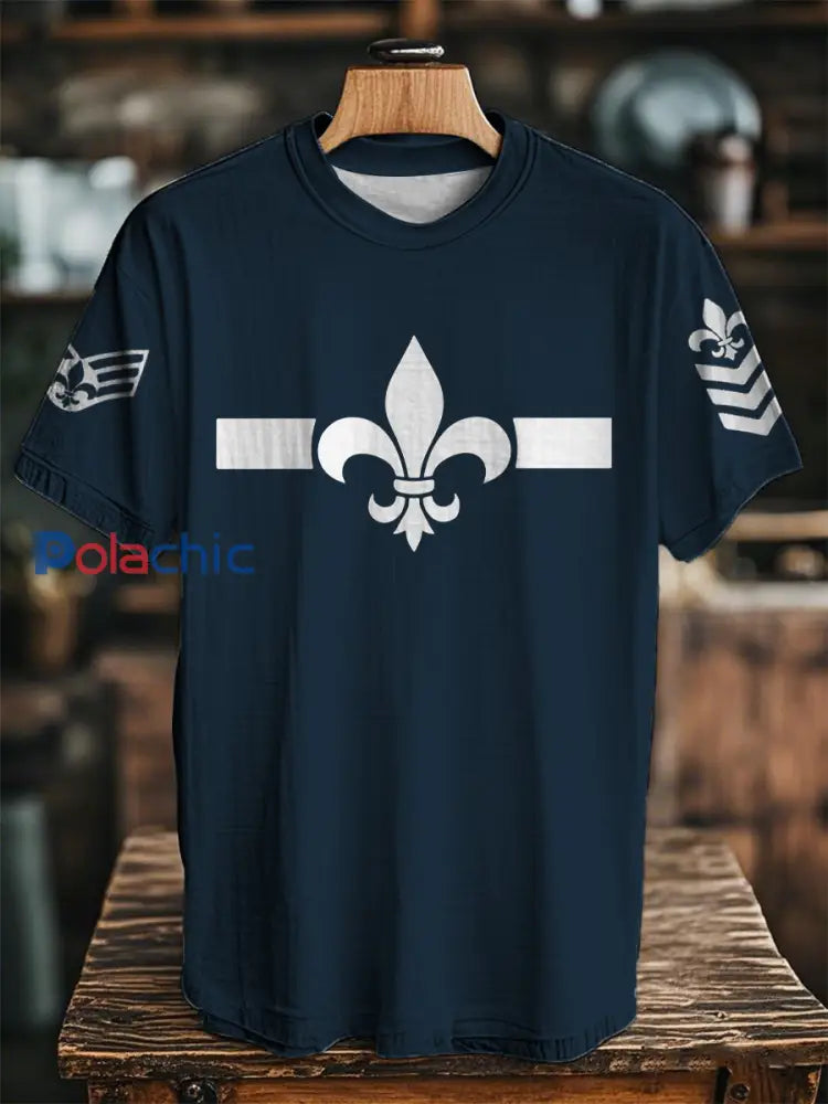 T-shirt à manches courtes imprimé français pour homme Bleu Marine / S