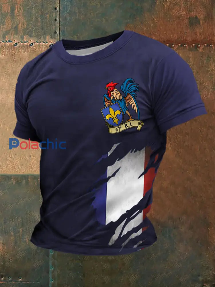 T shirt à manches courtes imprimé Napoléon Empire Homme Bleu Marine / S